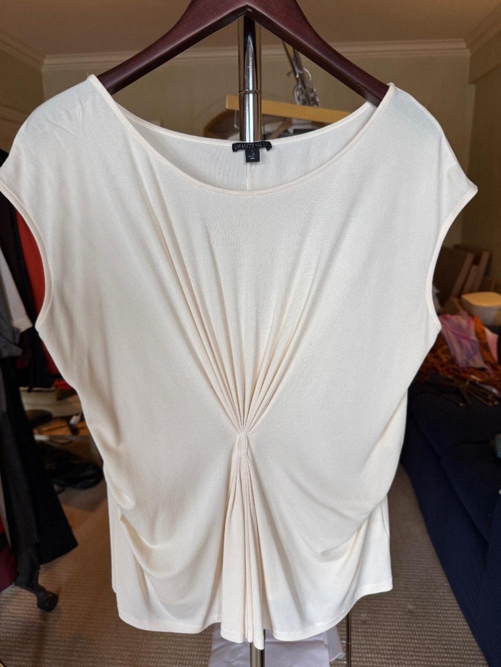 Lafayette 148 New York ivory silk draped blouse